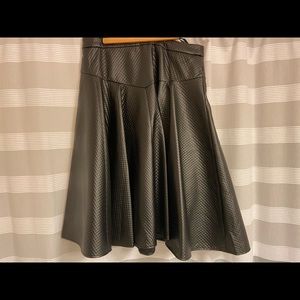Black Faux Leather Flair Skirt